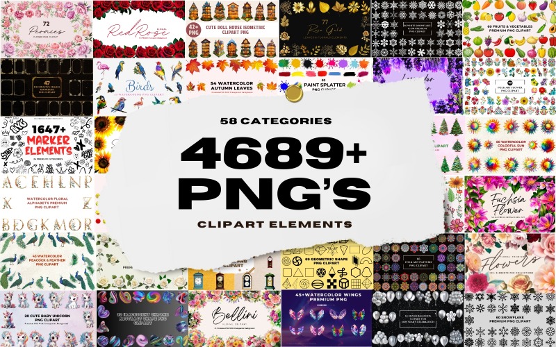 4689+ PNG Clipart Elements Bundle Background