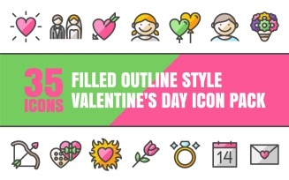 Outliz - Multipurpose Valentine's Day Icon Pack in Filled Outline Style