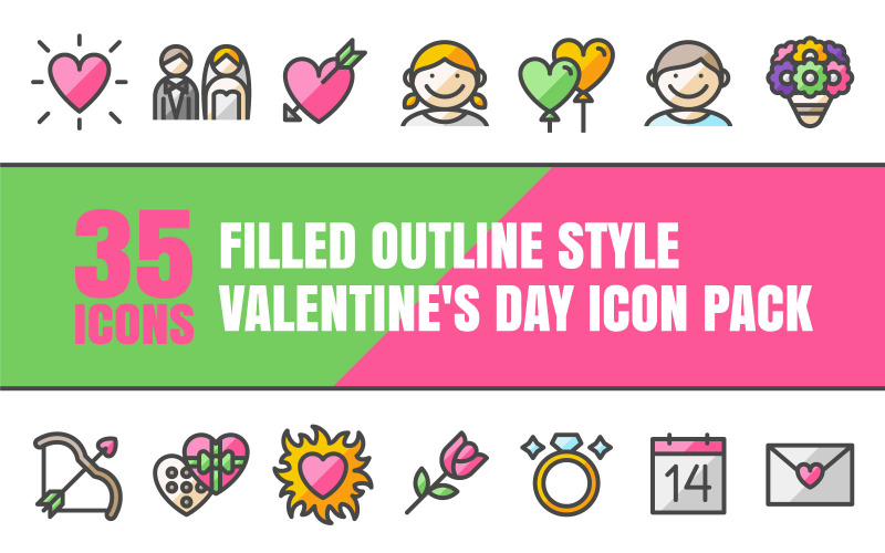 Outliz - Multipurpose Valentine's Day Icon Pack in Filled Outline Style Icon Set