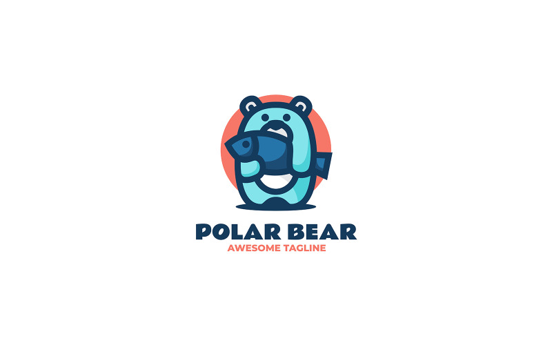 Polar Bear Fish Mascot Cartoon Logo Logo Template