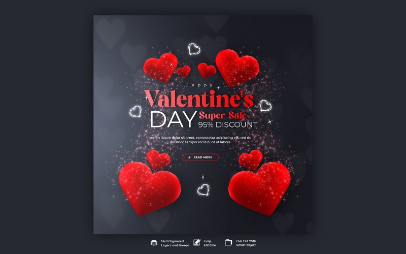 Valentine Day Social Media Post Template