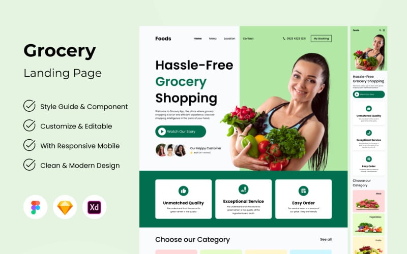 Foods - Grocery Landing Page UI Element