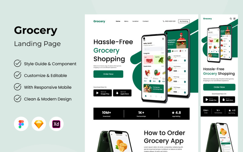 Grocery - Food Delivery Landing Page UI Element