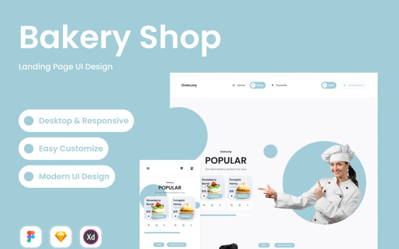 OvenJoy - Bakery Shop Landing Page V2 UI Element