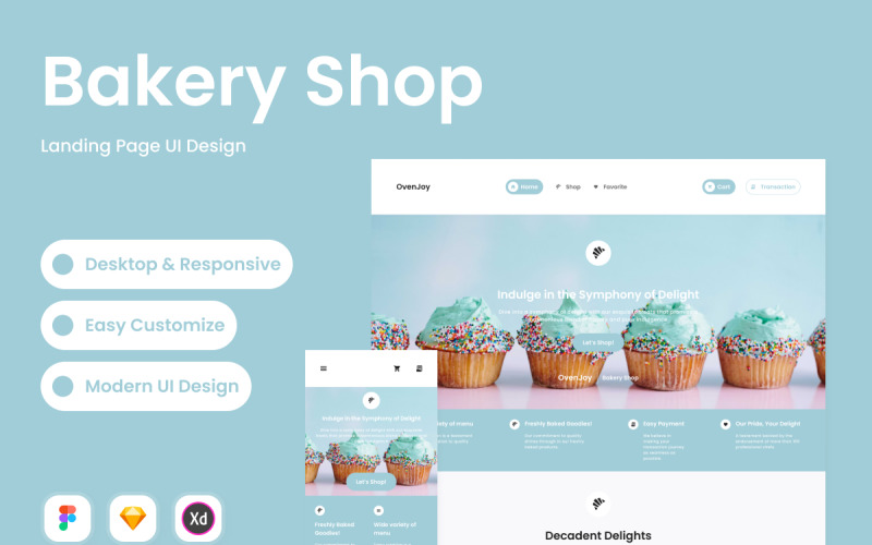 OvenJoy - Bakery Shop Landing Page UI Element
