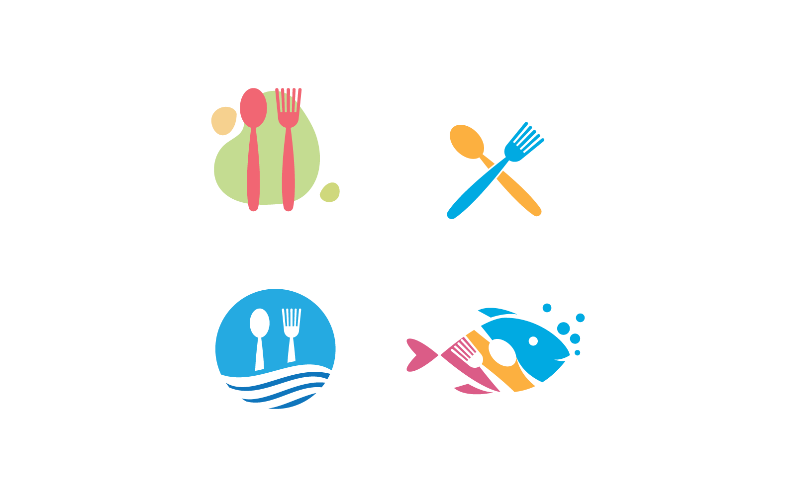 Seafood fork and spoon logo vector design