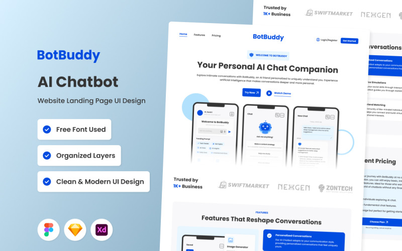 BotBuddy - AI Chatbot Website Landing Page V2 UI Element