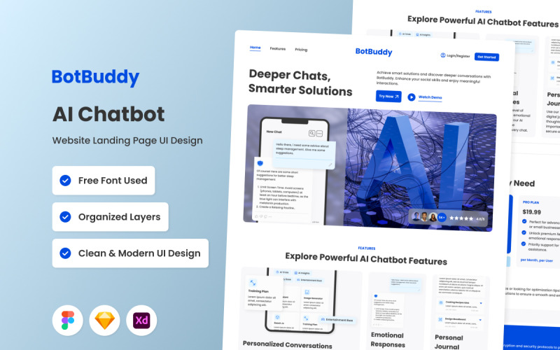 BotBuddy - AI Chatbot Website Landing Page UI Element
