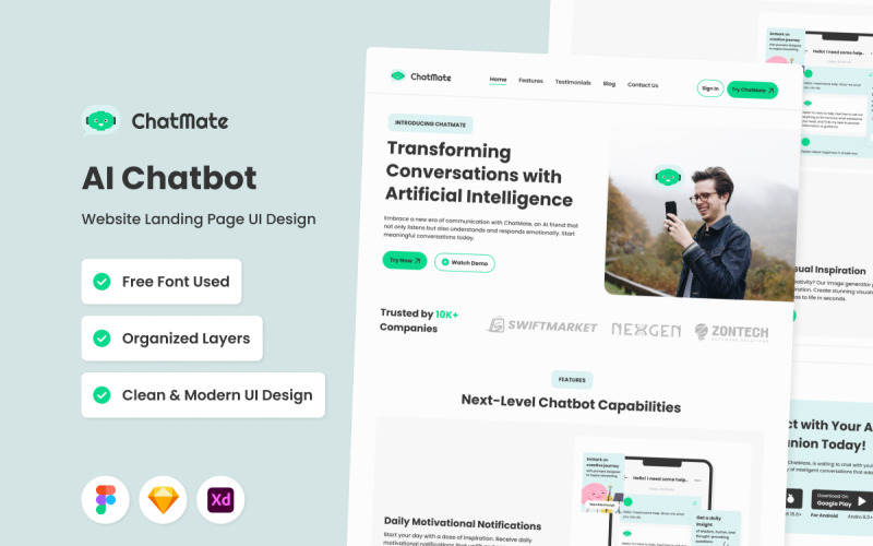 ChatMate - AI Chatbot Website Landing Page UI Element