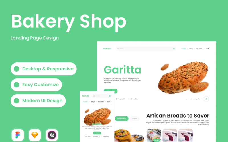 Garitta - Bakery Shop Landing Page UI Element