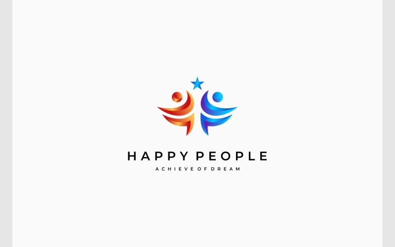 Happy People Success Colorful Logo Logo Template