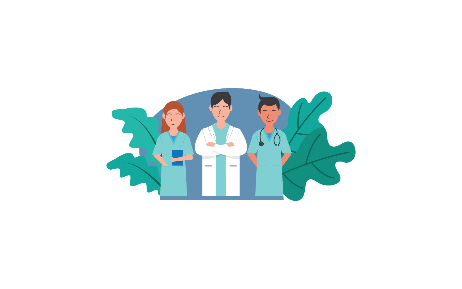 Illustration of health workers,doctor and nurse flat design Logo Template