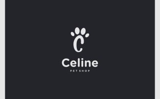 Letter C Pet Footprint Paw Animal Logo