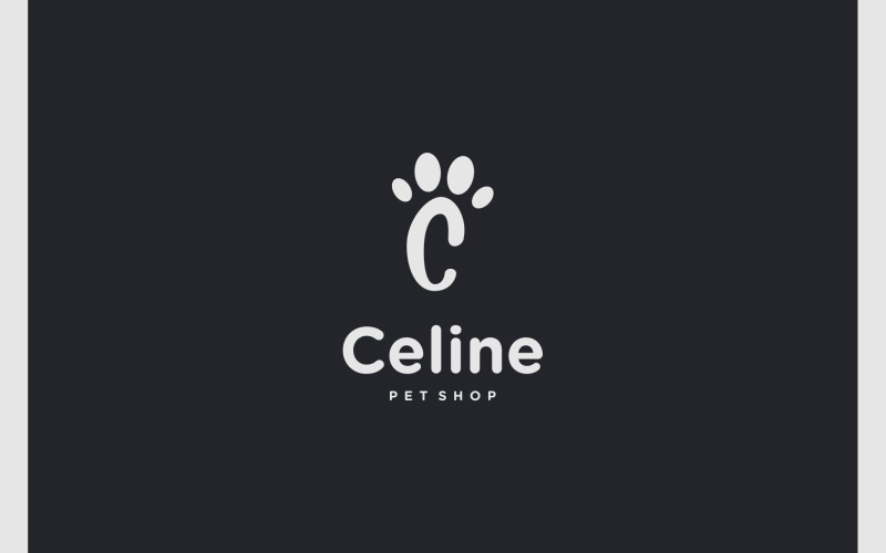 Letter C Pet Footprint Paw Animal Logo Logo Template