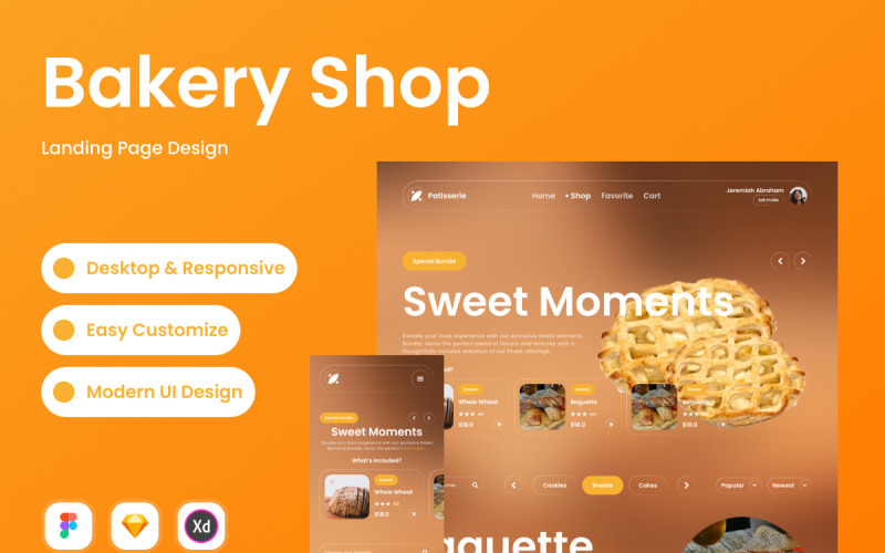 Patisserie - Bakery Shop Landing Page V2 UI Element