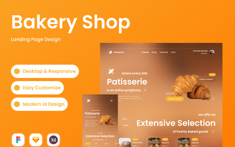 Patisserie - Bakery Shop Landing Page UI Element