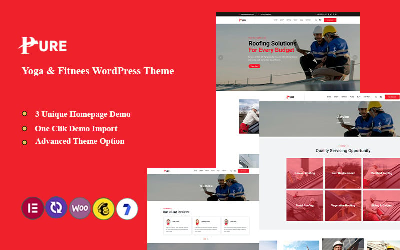Pure - Roofing Company Wordpress Theme WordPress Theme
