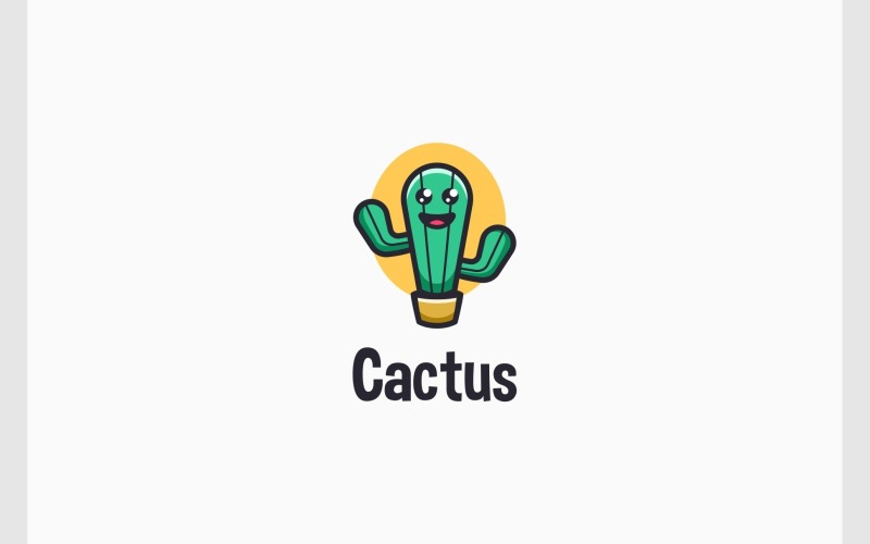 Cactus Cacti Mascot Cartoon Logo Logo Template