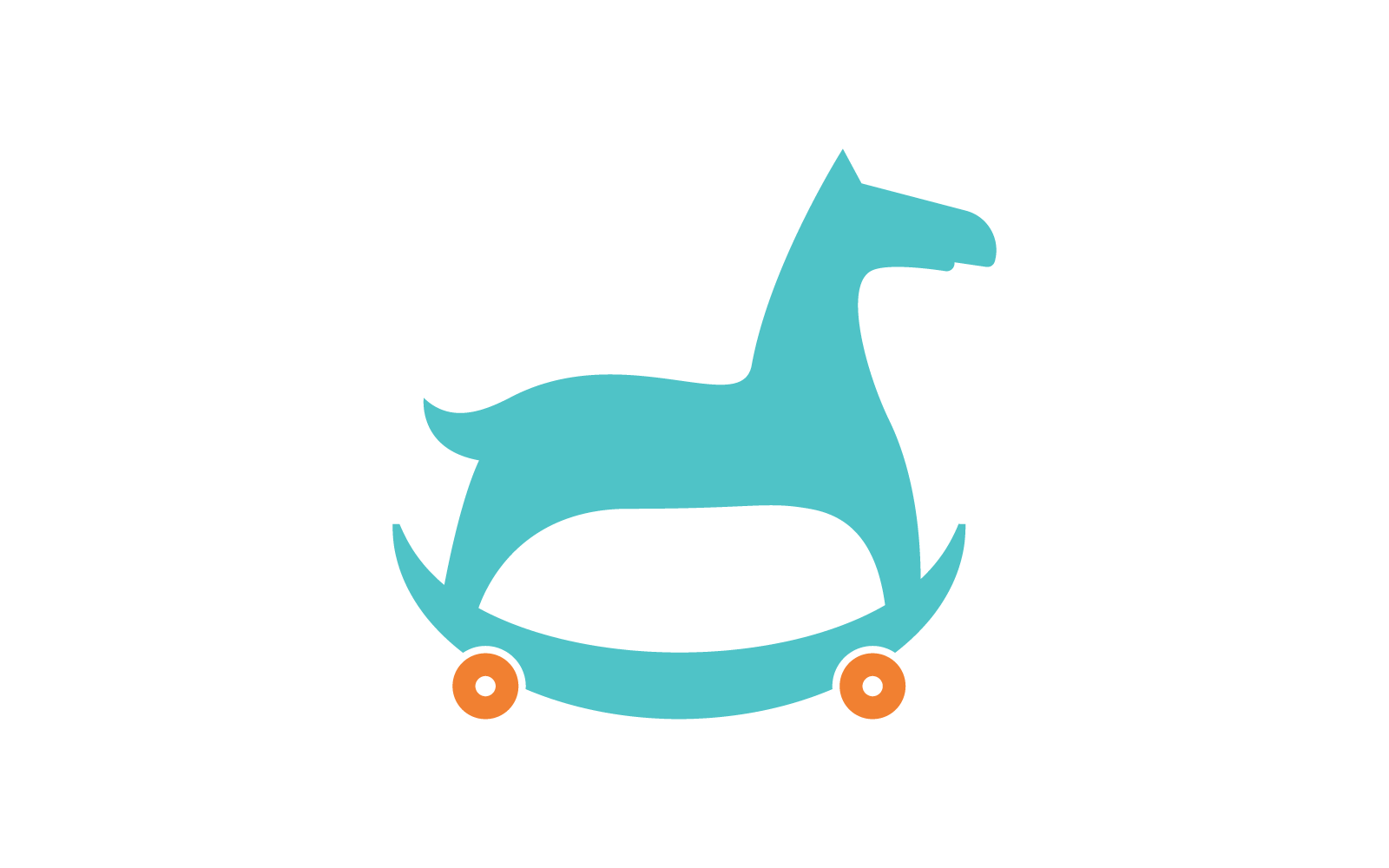 Cavallo a dondolo giocattolo bambini negozio logo vettoriale design piatto