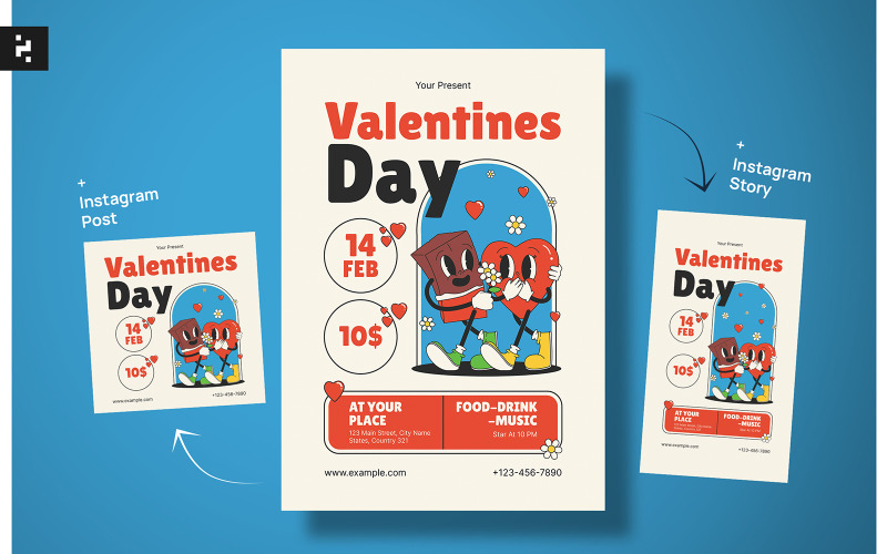 Valentines Day Flyer Groovy Corporate Identity