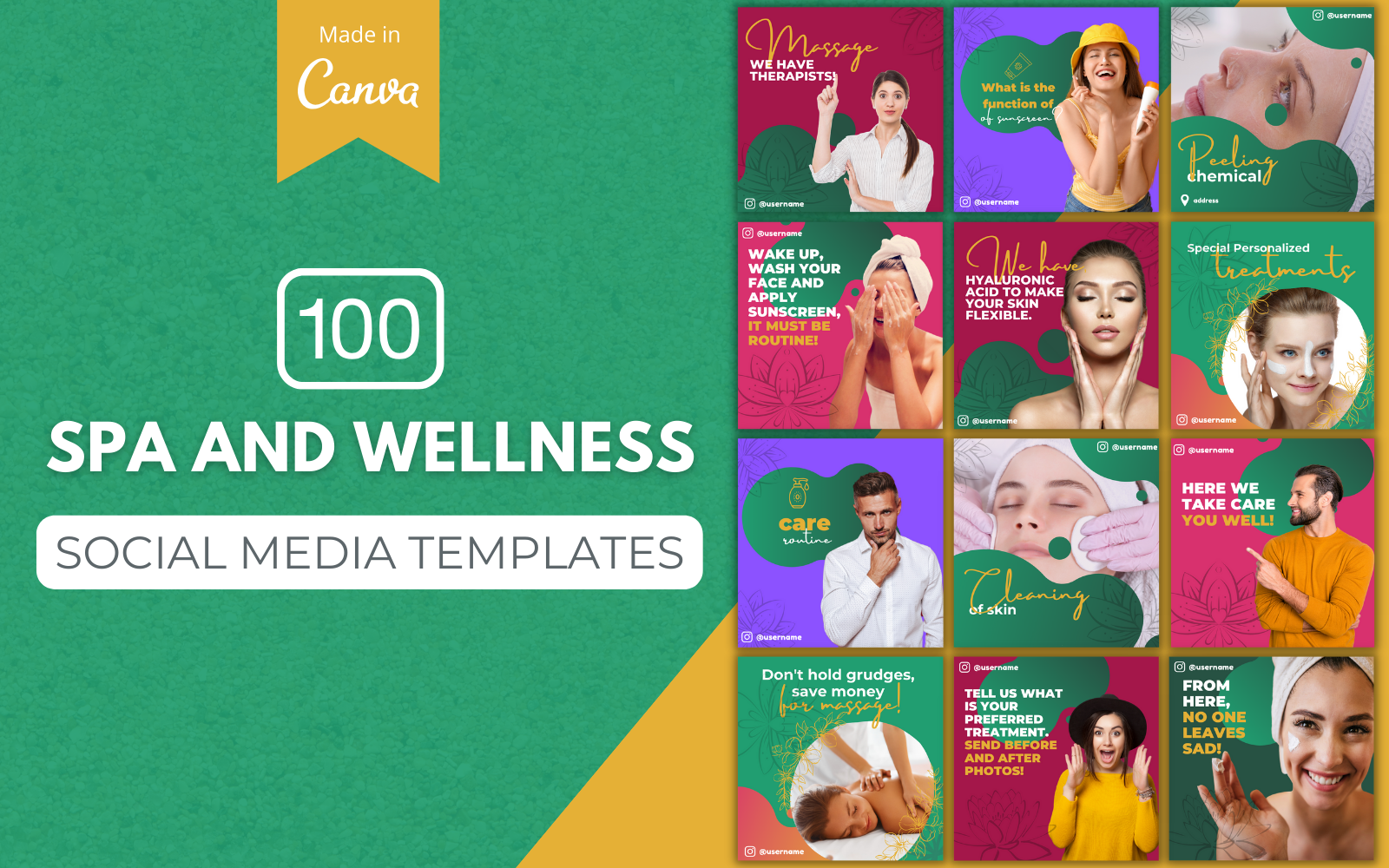 100 Spa and Wellness Canva Templates For Social Media