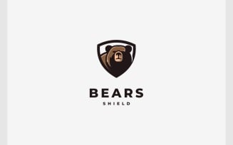 Bear Grizzly Head Shield Security Logo
