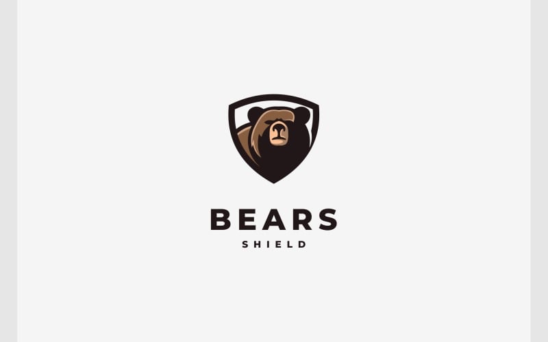 Bear Grizzly Head Shield Security Logo Logo Template