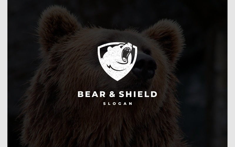 Bear Grizzly Shield Security Logo Logo Template