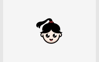 Cute Girl Cartoon Mascot Logo