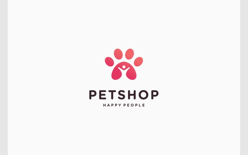 Happy People Footprint Pet Logo Logo Template