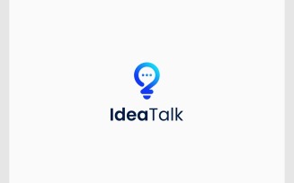 Idea Talk Lightbulb Bubble Chat Logo