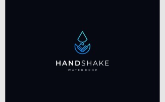 Water Drop Handshake Deal Logo