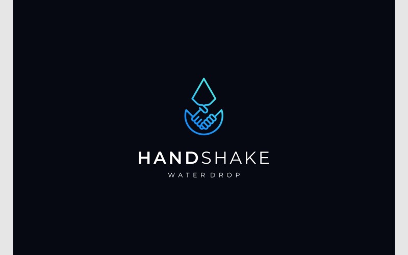 Water Drop Handshake Deal Logo Logo Template
