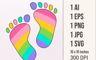 Baby Footprints SVG,Rainbow Baby Footprint,baby footprint,Baby Footprint Download SVG