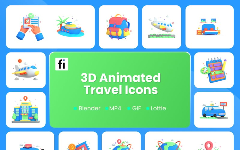 3D Animated Travel Illustration Model