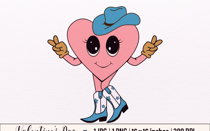 Retro Groovy Valentines Day PNG Illustration