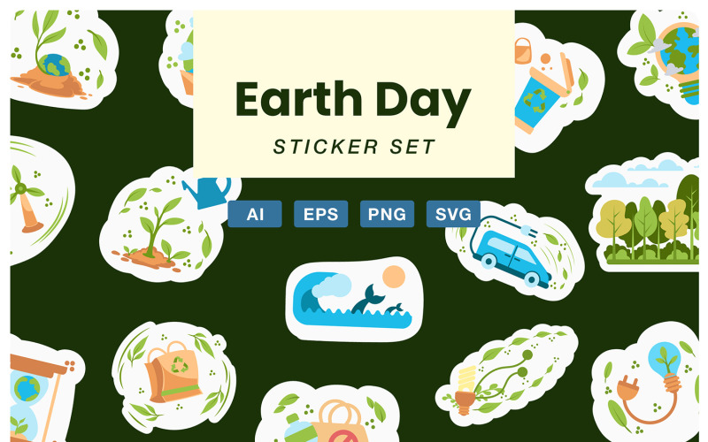 Save Our Earth Sticker Set Illustration