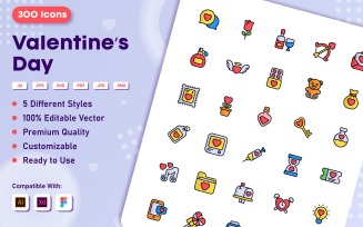 Valentines Day Flat Vector Icons