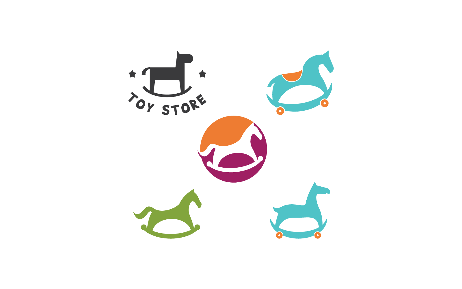 Wektor logo sklepu z zabawkami dla dzieci na biegunach