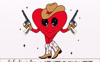 Y2k,Retro Happy Valentines Day,Cowboy Boots,Red Heart