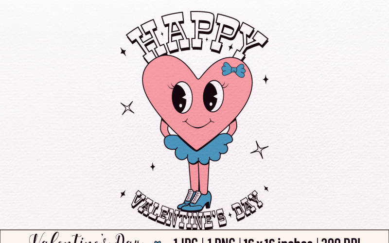 Y2k,Retro Happy Valentine's Day,Pink Heart Valentine Sublimation Illustration
