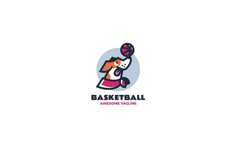 Basketball Dog Line Art Logo Logo Template