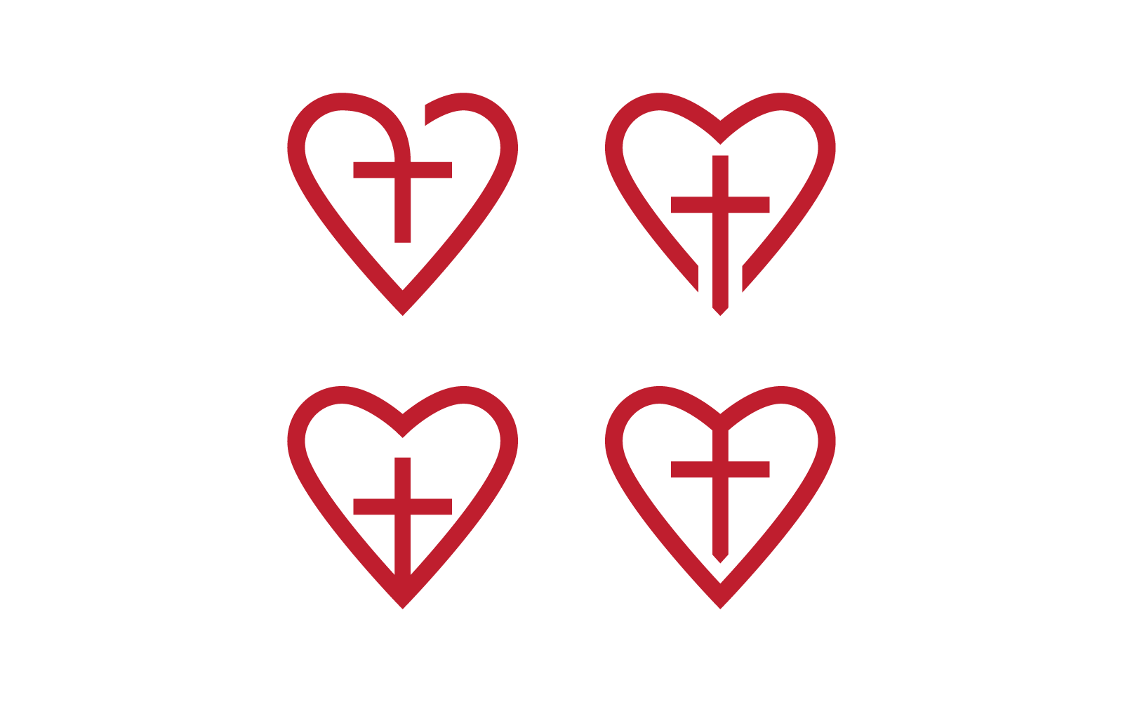 Cross and love logo vector flat design