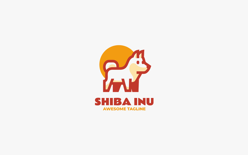 Shiba Inu Line Art Logo Template