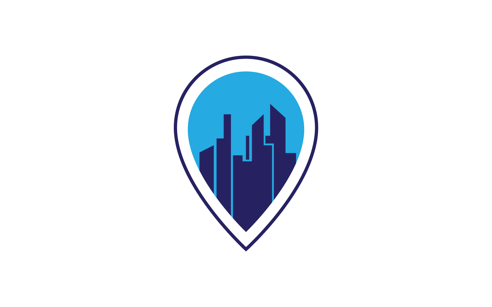 Sinal de ponto de localização e símbolo logotipo vetor design plano