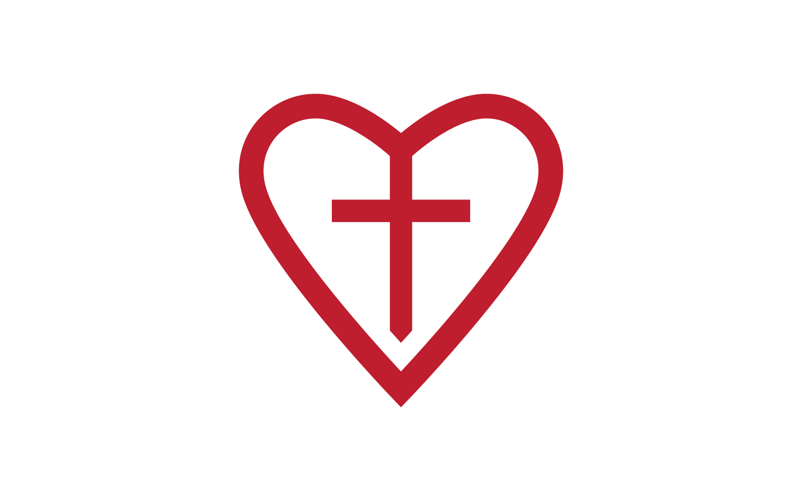 Cross and love logo illustration flat design