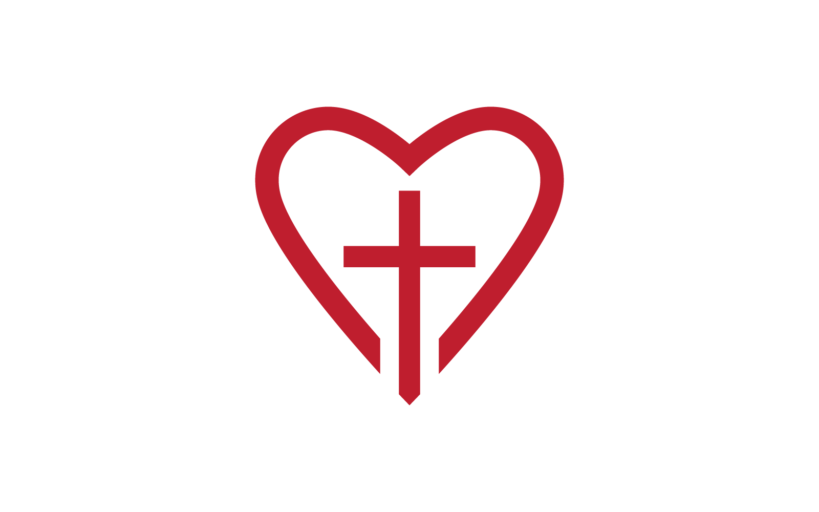 Cross and love logo vector icon flat design