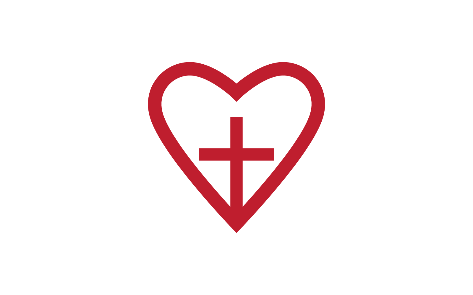Cross and love logo vector illustration template