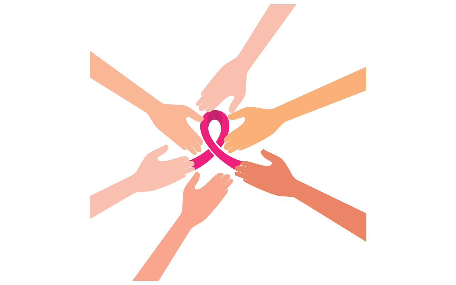 Hand with ribbon Breast cancer awareness illustration design template