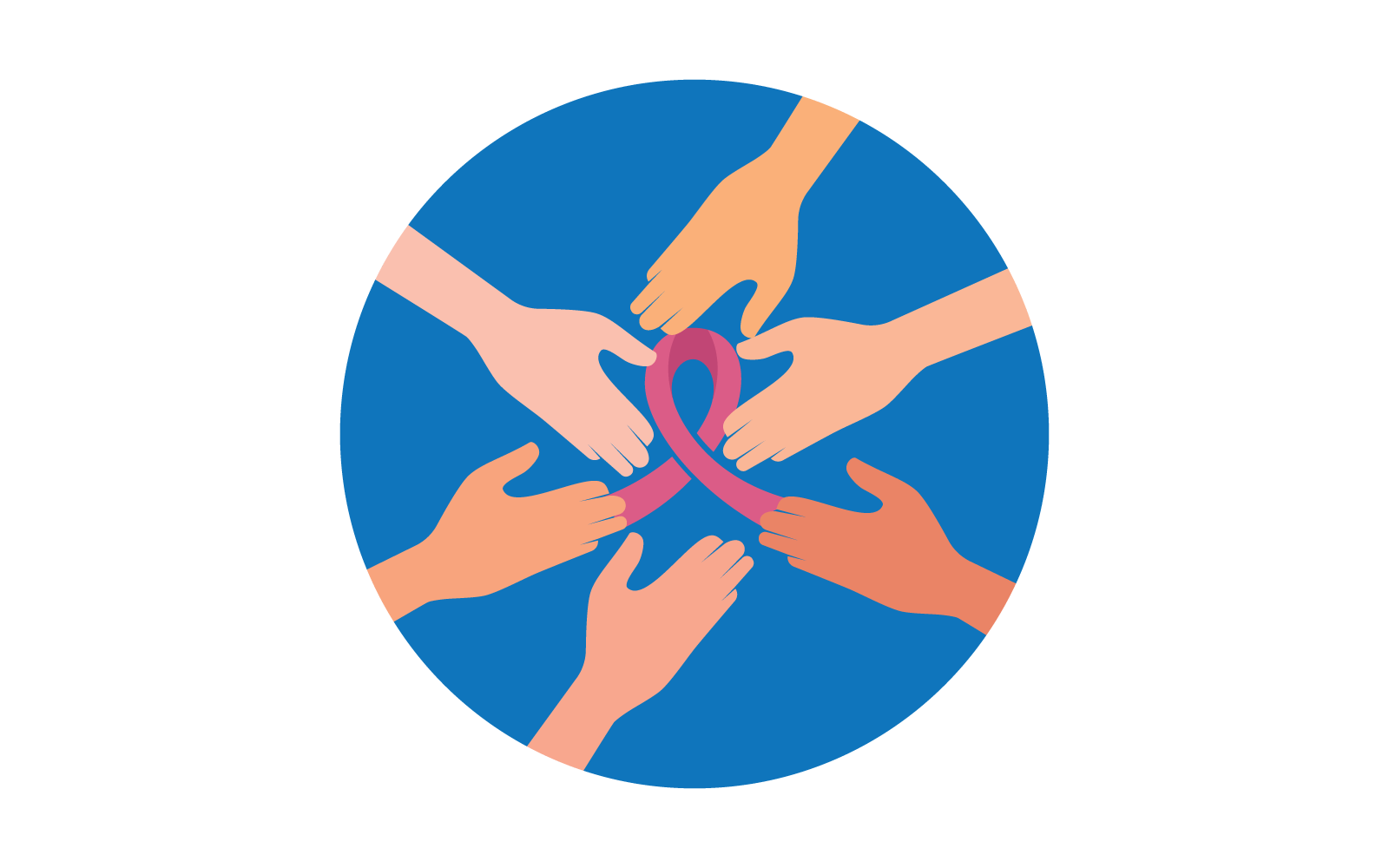 Hand with ribbon Breast cancer awareness illustration design